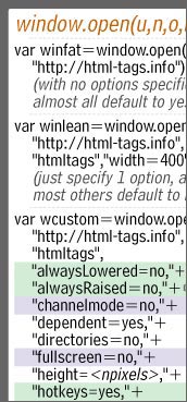 window.open() options