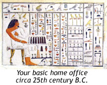 Prince Wep-em-nefret's office walls adorned with the very latest in Fourth Dynasty quick-references